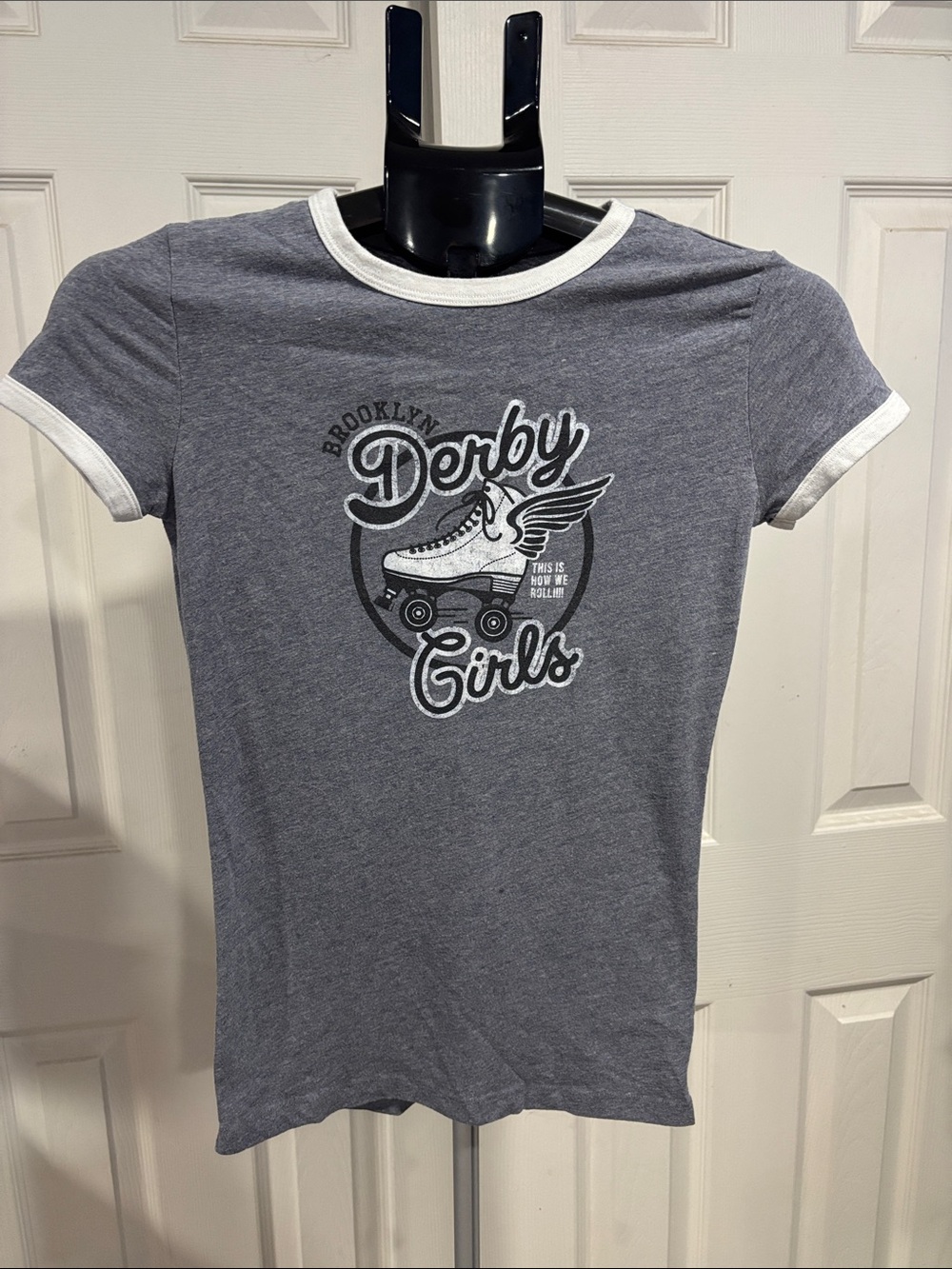 Free State Gray Ringer Tee with White Trim - Derby Girls Graphic
